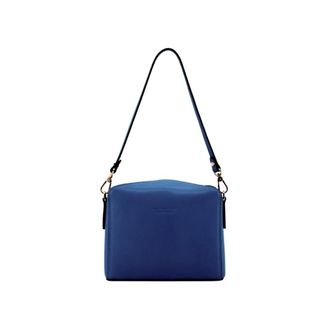 Pourchet Tassen, Dames, Blauw, ONE Size, Leer, Cassetta Leren Schoudertas