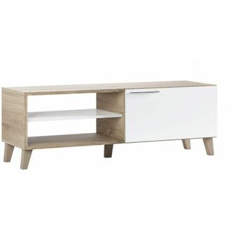 Home Heavenly Home Heavenly - Mueble Tv 130 Cm Kika. Mueble De Sal&oacute;n Para Televisi&oacute;n, Reversible, Dise&ntilde;o Moderno Lineal. Color: Roble Canadian - Blanco Brillo