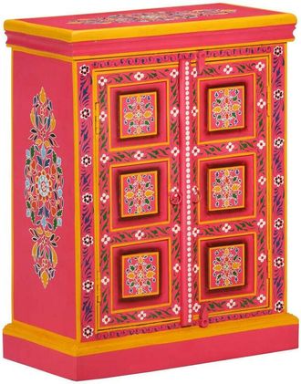 vidaXL Aparador de madera maciza de mango rosa pintado a mano Vidaxl