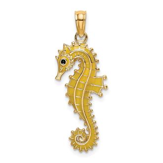 Diamond2Deal 14k Yellow Gold 3-D Enamel Seahorse Charm