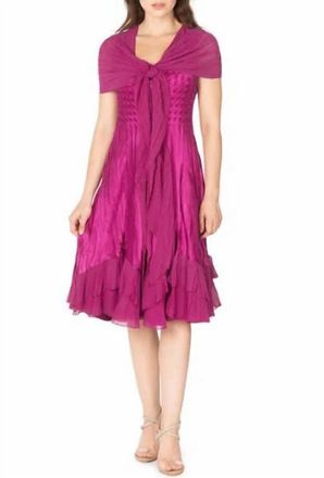 Komarov Shawl Sleeveless A-Line Cocktail Dress In Magenta/poppy
