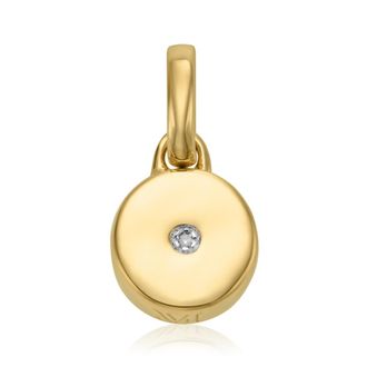 Monica Vinader Gold Linear Solo Diamond Pendant Charm Diamond