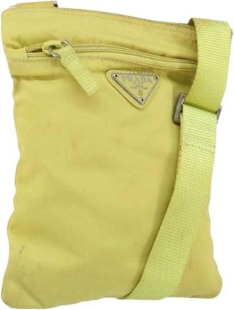Prada Pre-owned Cross Body Bags, female, Yellow, Size: ONE SIZE Pre-owned Nylon Cross Body Bag