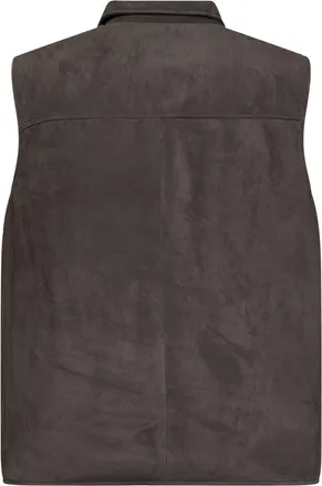 Brunello Cucinelli Mens Padded Vest Steel Grey Calf Leather & Down Jackets