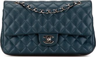Chanel Pre-owned Womens Classic Flap Shoulder Bag Quilted - Teal Leather - One Size