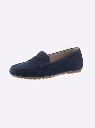Caprice Slipper CAPRICE, Damen, Gr. 37, blau (marine), Veloursleder, Schuhe Slipper