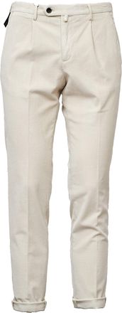 BRIGLIA 1949 Slim-fit Light Beige Trousers with Pinces and Practical Pockets