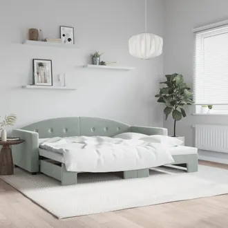 vidaXL Sof&aacute; Cama Nido Terciopelo Gris Claro 90x190 Cm Vidaxl