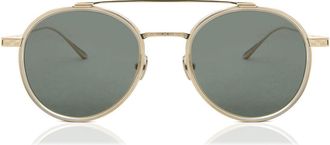 Leisure Society Cordilleras Champagne/18K Gold Green Lens Mens Sunglasses Gold Size 53