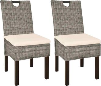 vidaXL Vidaxl - Sillas De Comedor 2 Unidades Rat&aacute;n Kubu Y Madera De Mango