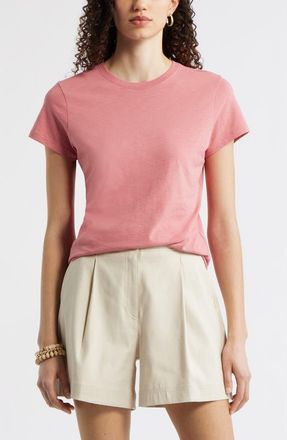 Nordstrom Pima Cotton Slub Crewneck T-Shirt in Pink Clay at Nordstrom, Size Xx-Small