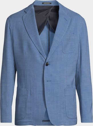 Emporio Armani Mens Wool and Cotton Micro-Box Textured Sport Coat