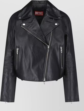 Diesel hammered leather asymmetric biker jacket