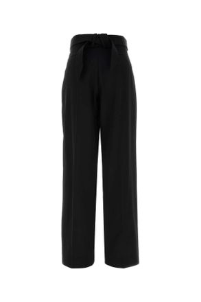 The Attico Womens Black Gabardine Pant Exterior: Virgin Wool Pantaloni Trousers