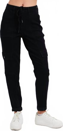 Judy Blue High Waist Cargo Cuffed Jogger In Black