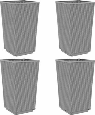 vidaXL Garden Planters 4 pcs Light Grey 32.5x32.5x57 cm PP vidaXL