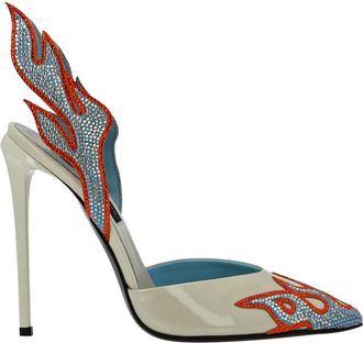 Philipp Plein Schoenen, Dames, Veelkleurig, 39 EU, Leer, Leather Slingback High Heels 12 Flame