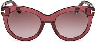 Tom Ford Odette 53mm Butterfly Sunglasses in Wine/t Logo/burgundy at Nordstrom