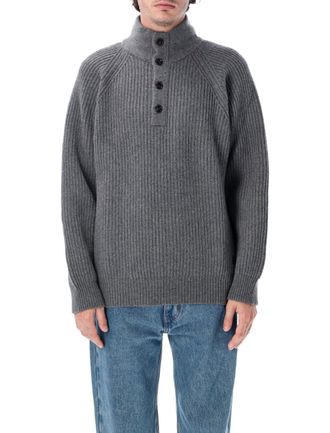Filson Ribbed Knit High Neck Button Sweater
