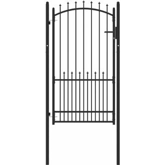 vidaXL Puerta De Cerca Con Picos Con Cerradura Negro 100 X 175 Cm Vidaxl