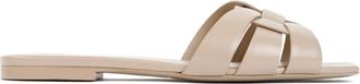 Saint Laurent Donkerbeige leren slide sandaal - Dames - Sandalen - Beige - 38 EU - Leer - Schoenen