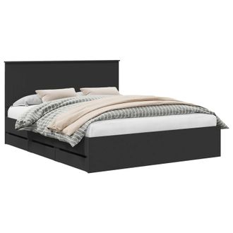 vidaXL Estructura De Cama Negro 160 X 200 Cm Madera Ingenieril Vidaxl
