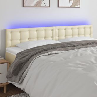 vidaXL Cabecero Con Led Cuero Sint&eacute;tico Color Crema 180x5x78/88 Cm Vidaxl