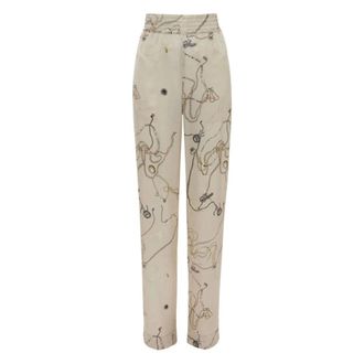 Victoria Beckham Straight Trousers, female, Beige, Size: M Pyjama Trouser
