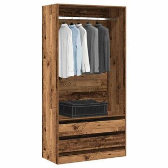 Berkfield Home Wardrobe Old Wood 100x50x200 cm Engineered Wood in Brown | Size: 100 x 50 x 200 cm