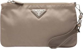 Prada Pre-owned Clutches, female, Brown, Size: ONE SIZE Pre-owned Nylon Clutch