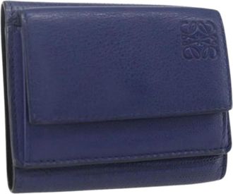 Loewe Pre-owned Leather Wallet - Dames - Vintage Accessoires - Blauw - ONE Size - Leer - Vintage