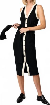 Toccin Victoria Sleeveless Tie-Front Midi Dress In Black & White