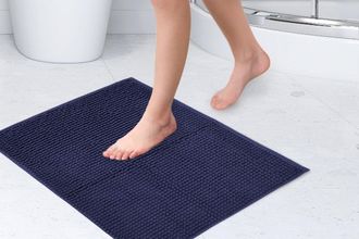 TJ Hughes Noodle Soft Touch Non-Slip Bathroom Rug in Navy - TJ Hughes