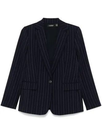 Lauren Ralph Lauren pinstriped blazer - women - Elastane/Wool/Elastane/Recycled Polyester/Polyester - 000 - Blue