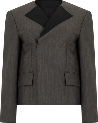 Bottega Veneta Grey Peaked Lapel Blazer