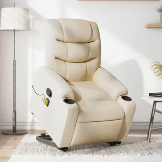 vidaXL Vidaxl - Silla De Masaje Reclinable De Pie De Tela Color Crema