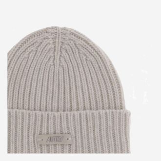 Autry BEPUT7KS Ribbed Wool Beanie - Cream