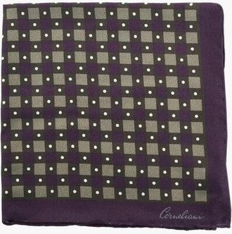 Corneliani Two-Tone Silk Pocket Square with Checks and Dots size Unica