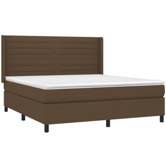 vidaXL Vidaxl - Cama Box Spring Colch&oacute;n Luces Led Tela Marr&oacute;n Oscuro 180x200cm
