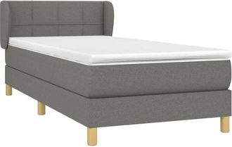 vidaXL Cama Box Spring Con Colch&oacute;n Tela Gris Oscuro 100x200 Cm Vidaxl