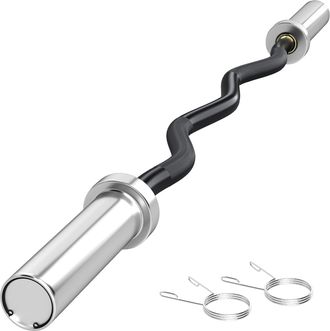 OEM Barra De Pesas De Acero 120 Cm Barra Curl Ez Con 2 Presillas Carga 100 Kg Para Los Discos De &Oslash;5 Cm Negro Y Plata