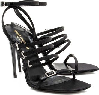 Saint Laurent Womens Leather Crystal Jerry Sandal (Authentic Pre-Loved)