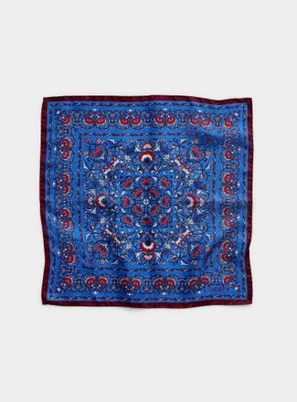 Liberty Womens Pure silk red & blue Lodden scarf Made with Liberty Fabric