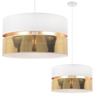 OEM L&aacute;mpara Colgante Asti Duo Blanca 1 Pantalla Plana Blanca Dorada Ts 40cm