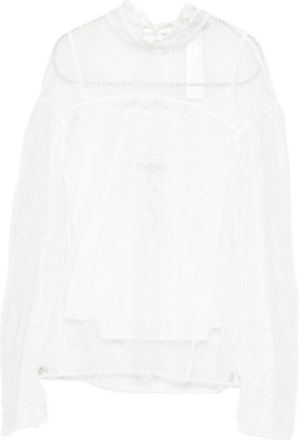Twin-Set Delicate Long-Sleeve Sheer Lace Shirt