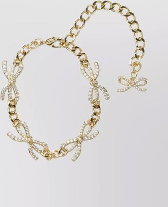 Self Portrait bow detail bracelet featuring crystal accents