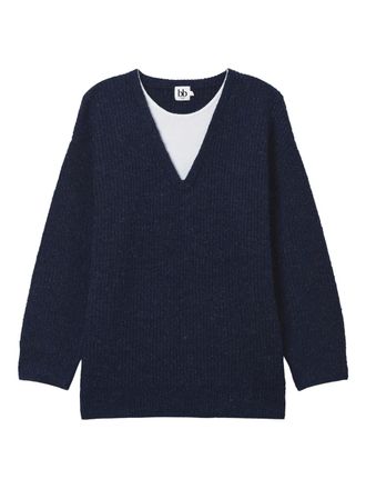 B+ab Trui met V-hals - Blauw