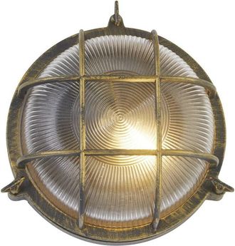 Searchlight Bulkhead Outdoor Light, Black Gold Aluminium, IP44 - Searchlight