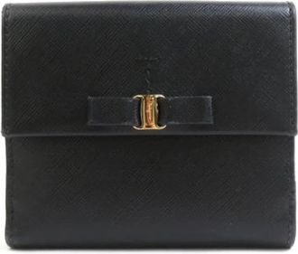 Ferragamo Pre-owned Leren Portemonnee - Dames - Vintage Accessoires - Zwart - ONE Size - Leer - Vintage