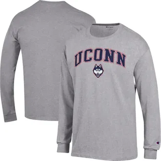 Champion Mens Champion Heather Gray UConn Huskies Arch Over Logo Long Sleeve T-Shirt at Nordstrom, Size Xx-Large